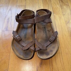 Birkenstock Yara Sandals Womens Size 6 / 37 Brown Leather Ankle Strap Germany